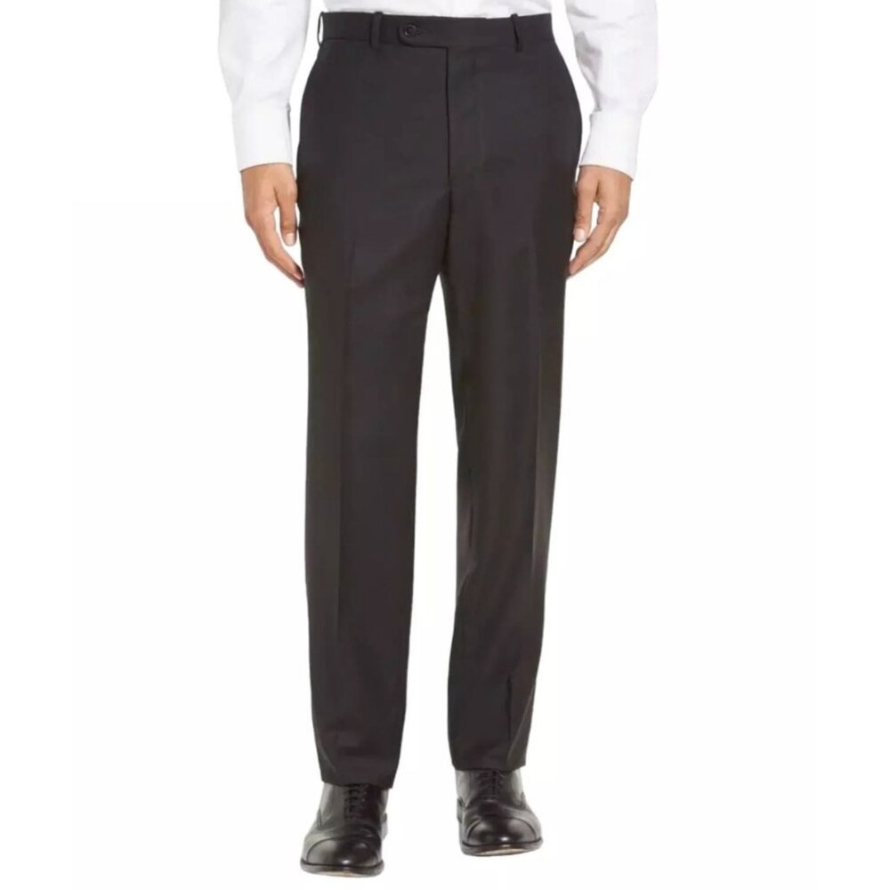 Peter Millar Wool Dress Pants SB Flynn 54XL48W Flat Front Black
